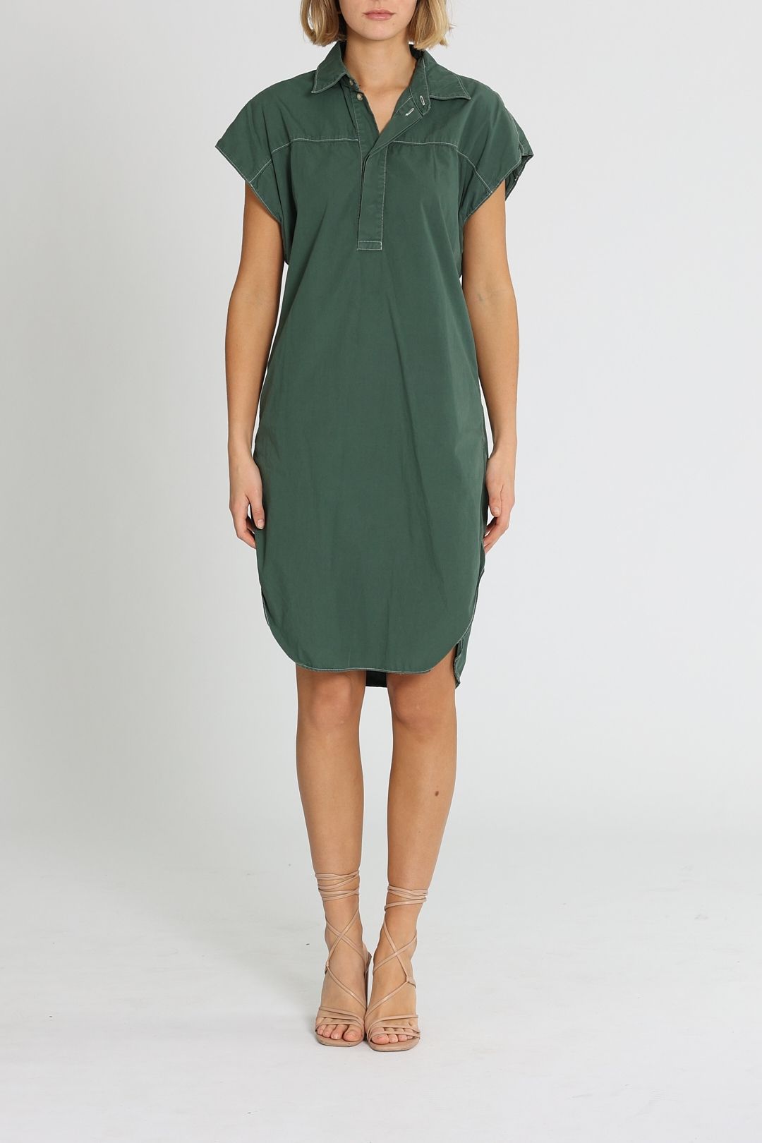 Bassike Yoke Shirt Dress Green
