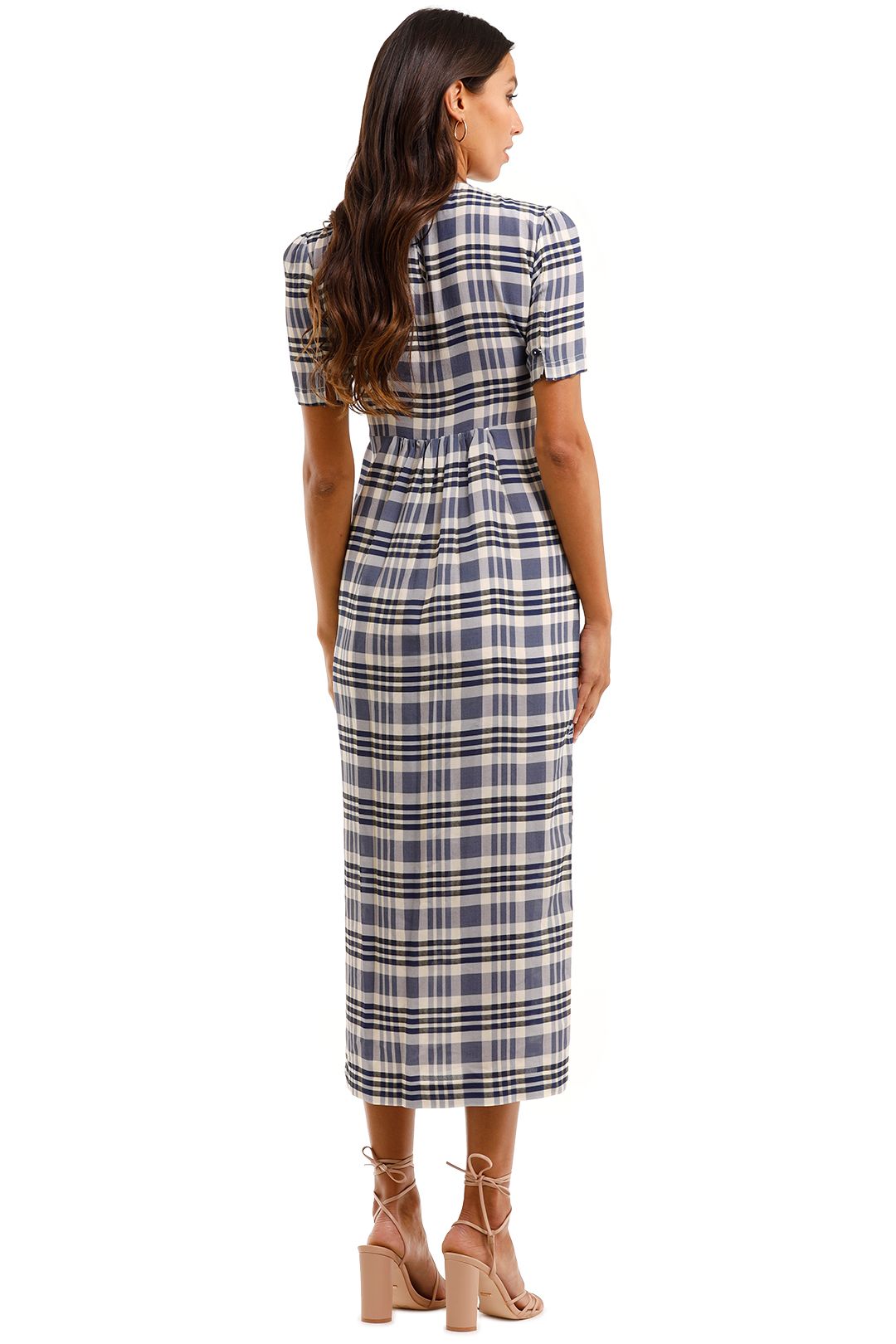 Baum Und Pferdgarten Adamaris Shirred Printed Crepe De Chine Midi Dress Shirred Bodice