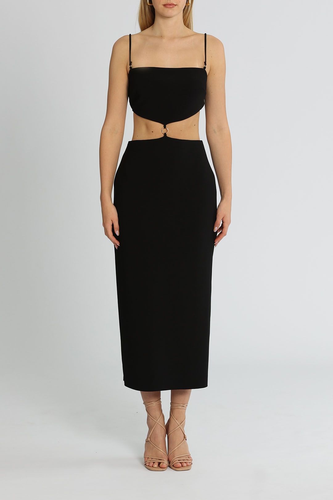 Bec and Bridge Alba Cut Out Midi Dress Black
