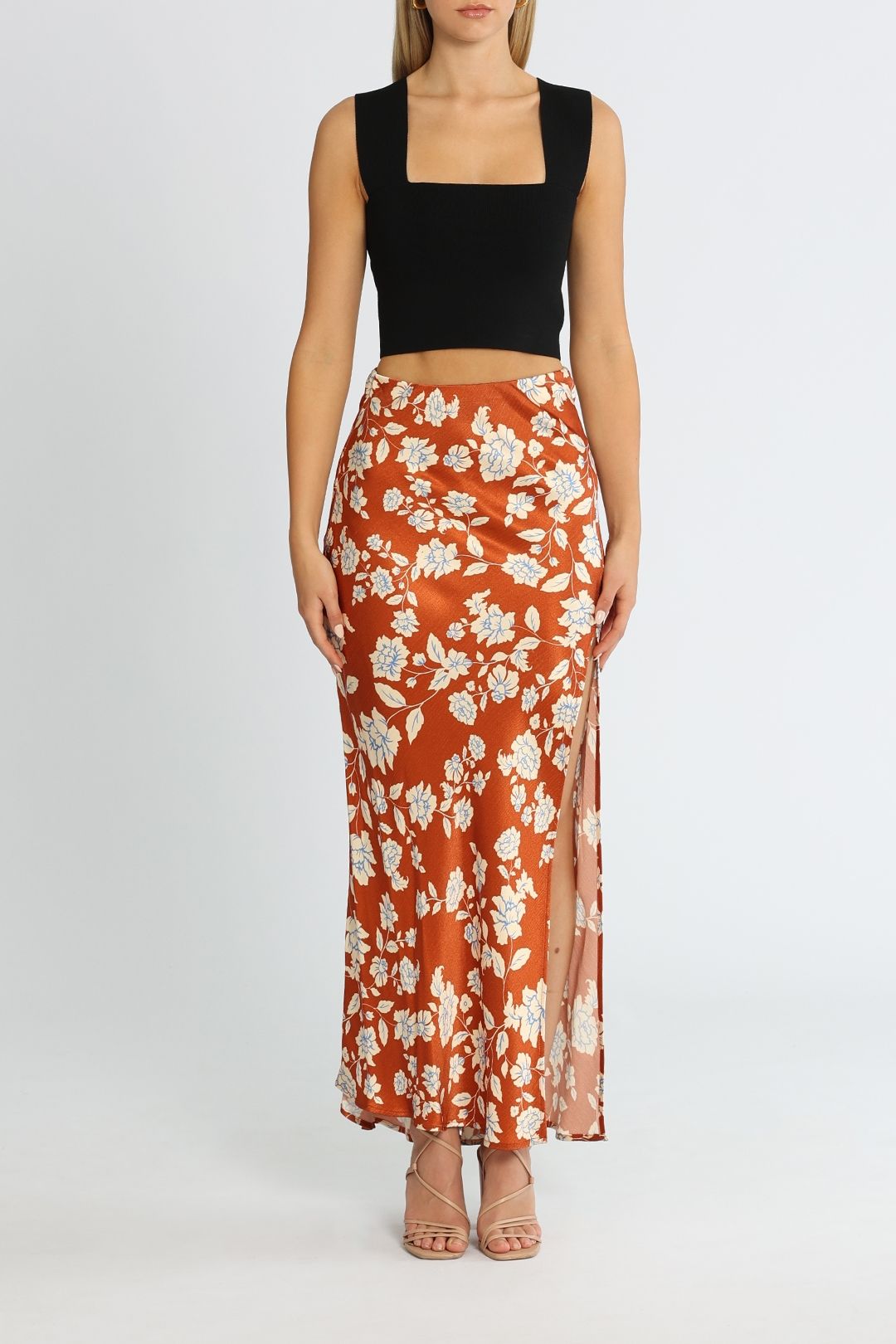 Bec and Bridge Blossom Maxi Skirt Rust Print