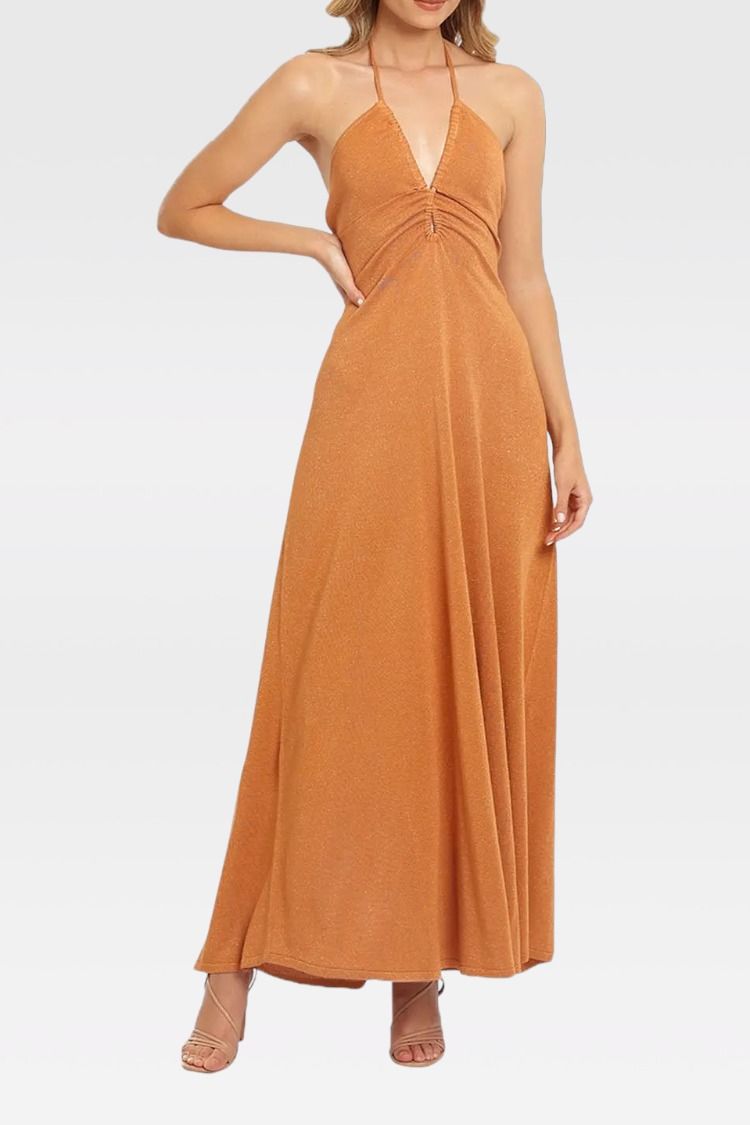 Insta Knit Maxi Dress in Orange