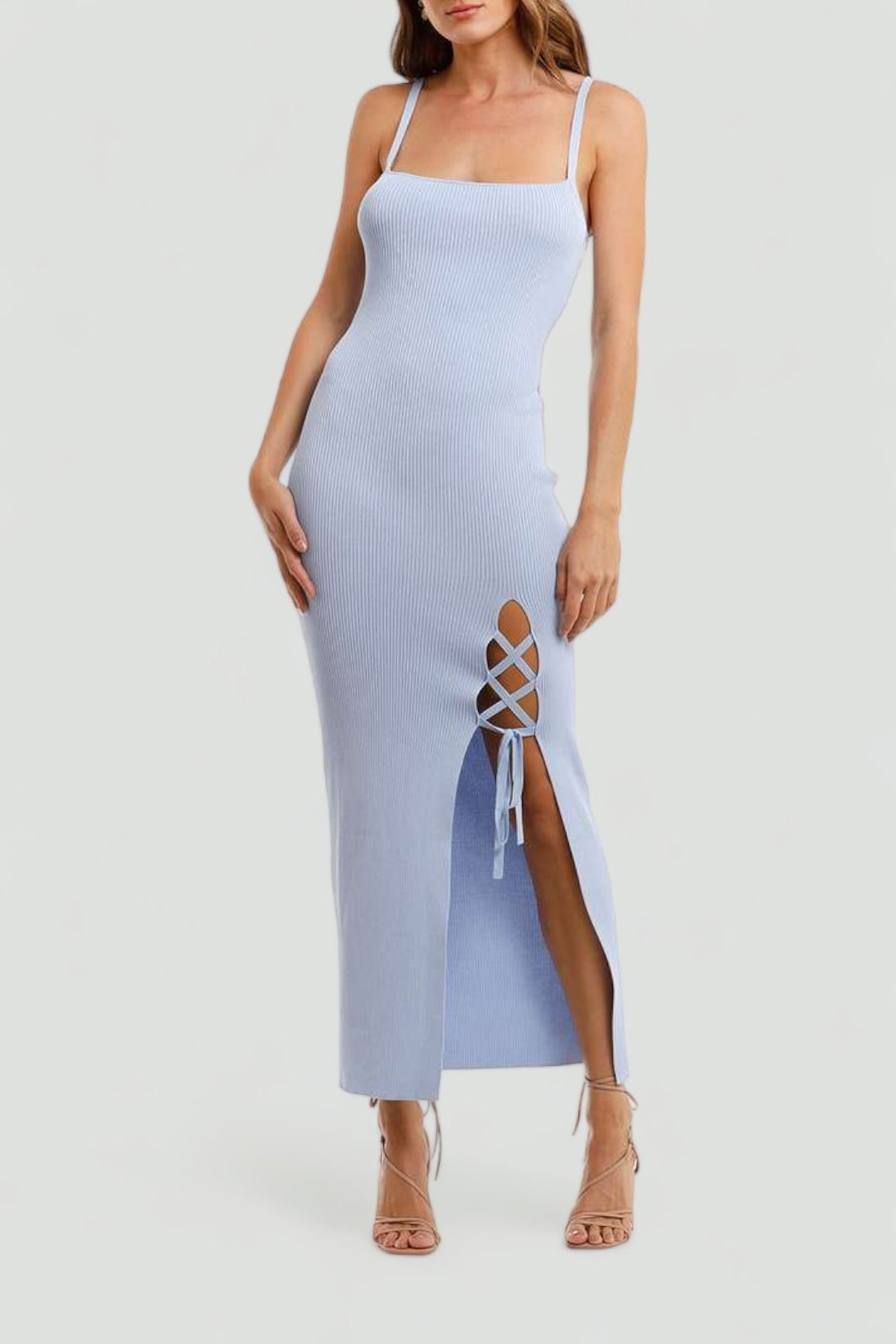 Bec and Bridge Lola Sky Blue Midi Dress tie detail