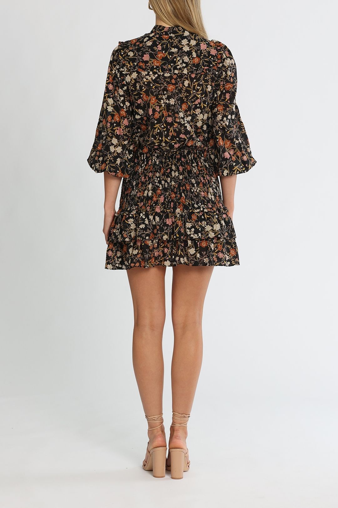 Bec and Bridge Nightshade Mini Dress Print Shirred Yoke