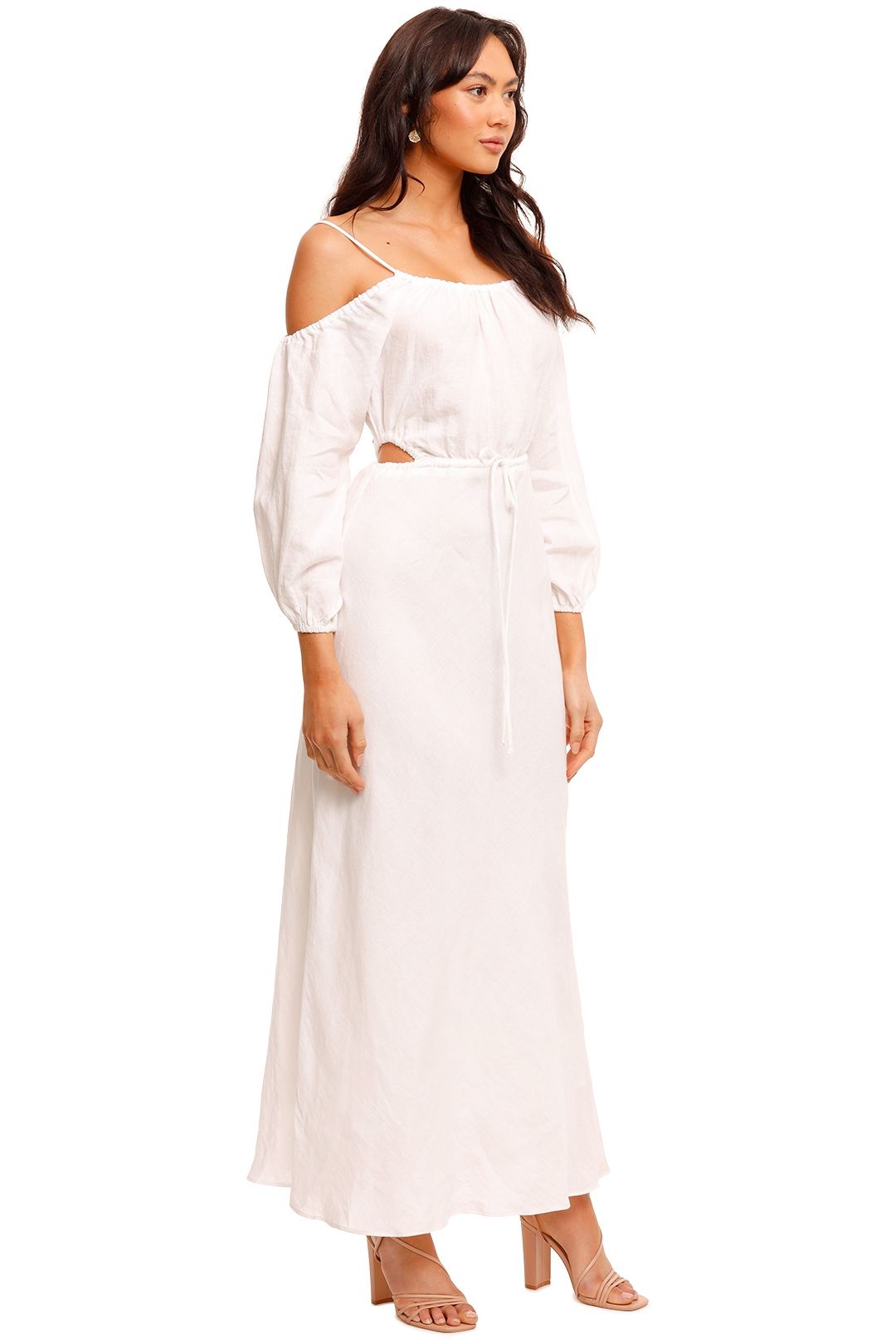 Bec and Bridge Tabetha Ivory Cut Out Midi Dress white