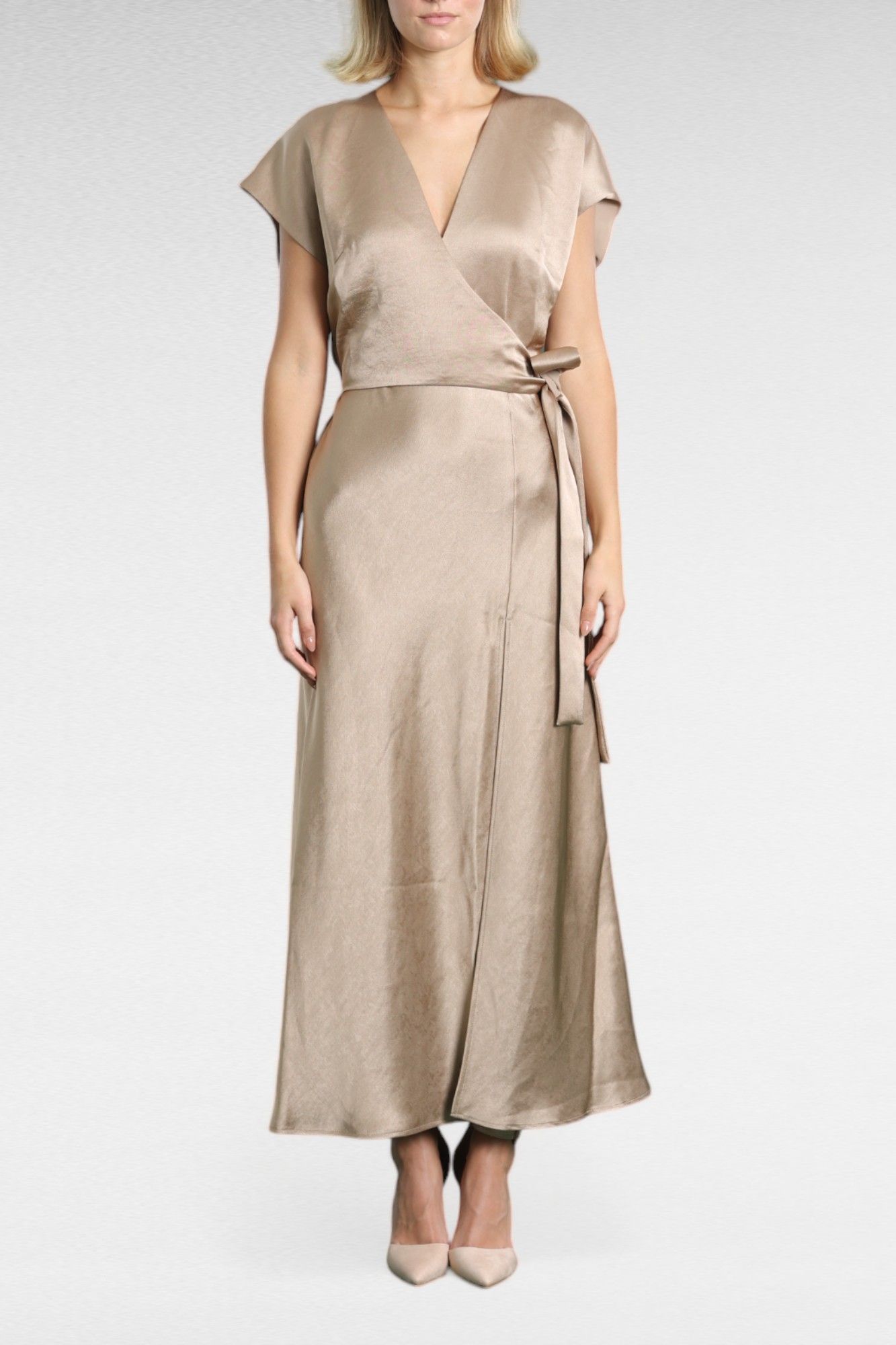 Beige Solid Dress