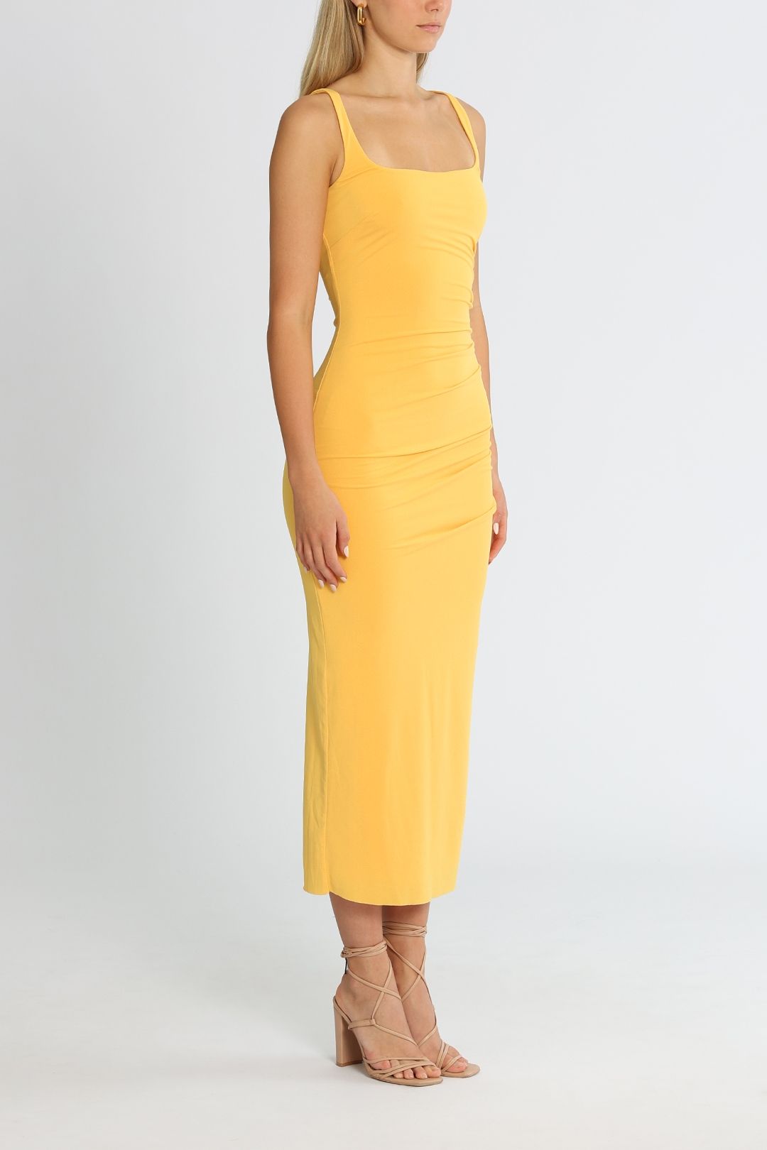 Bec and Bridge Yasmin Midi Dress Papaya Bodycon