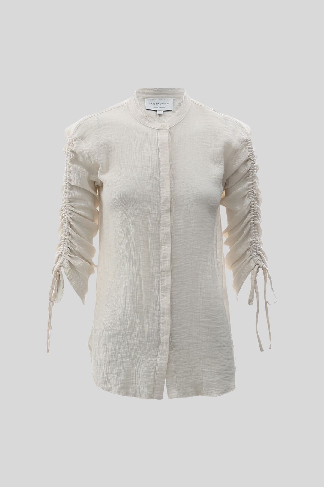 Viktoria and Woods Beige Radiance Drawstrings Sleeves Shirt