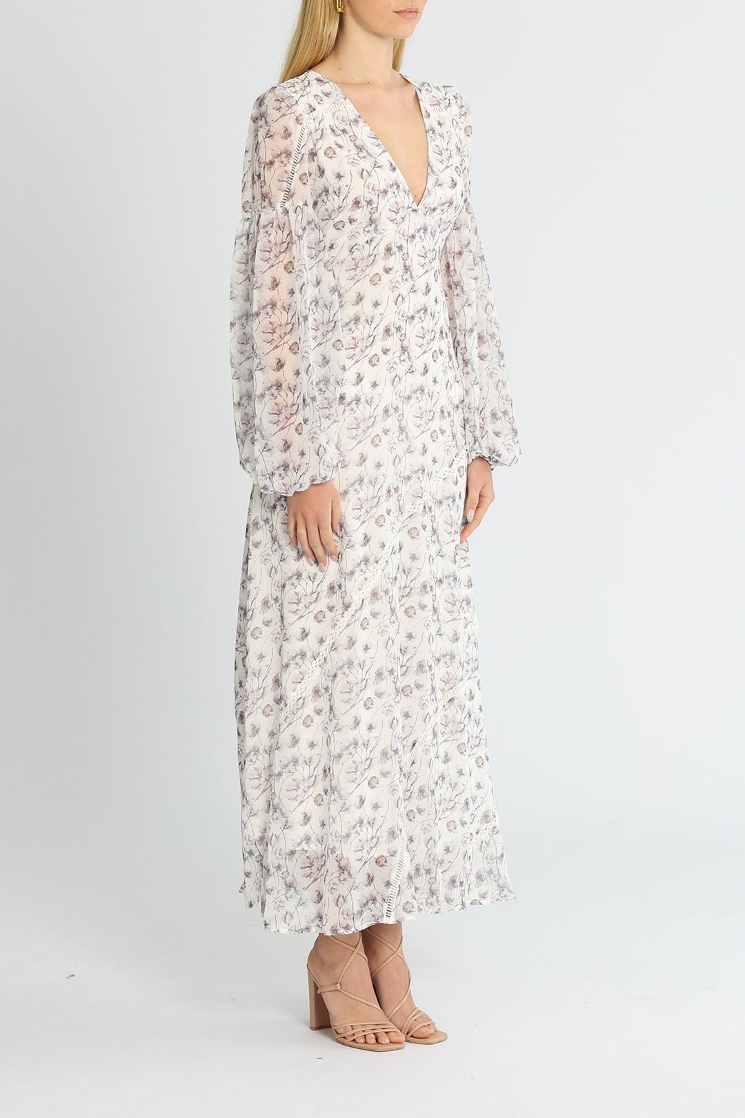 Belle and Bloom In Your Dreams Maxi Dress White Balloon Sleeves