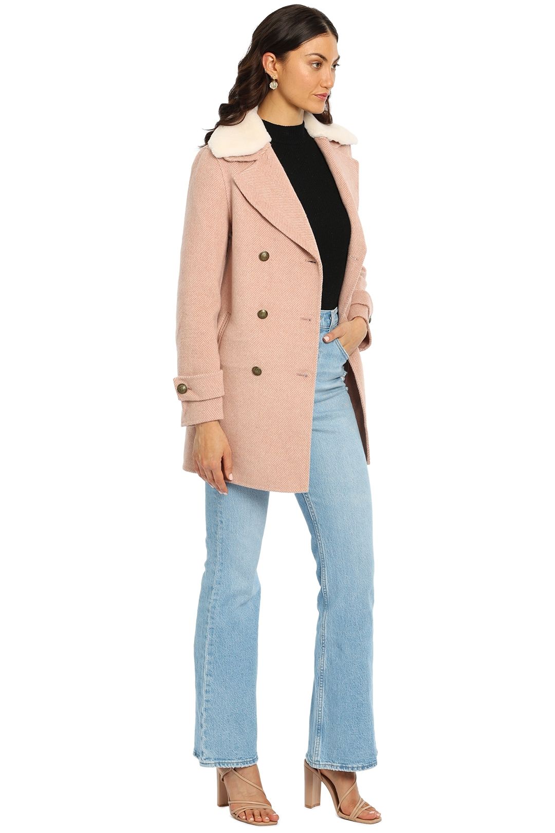 Belle and Bloom Liberty Sherpa Collar Coat Blush