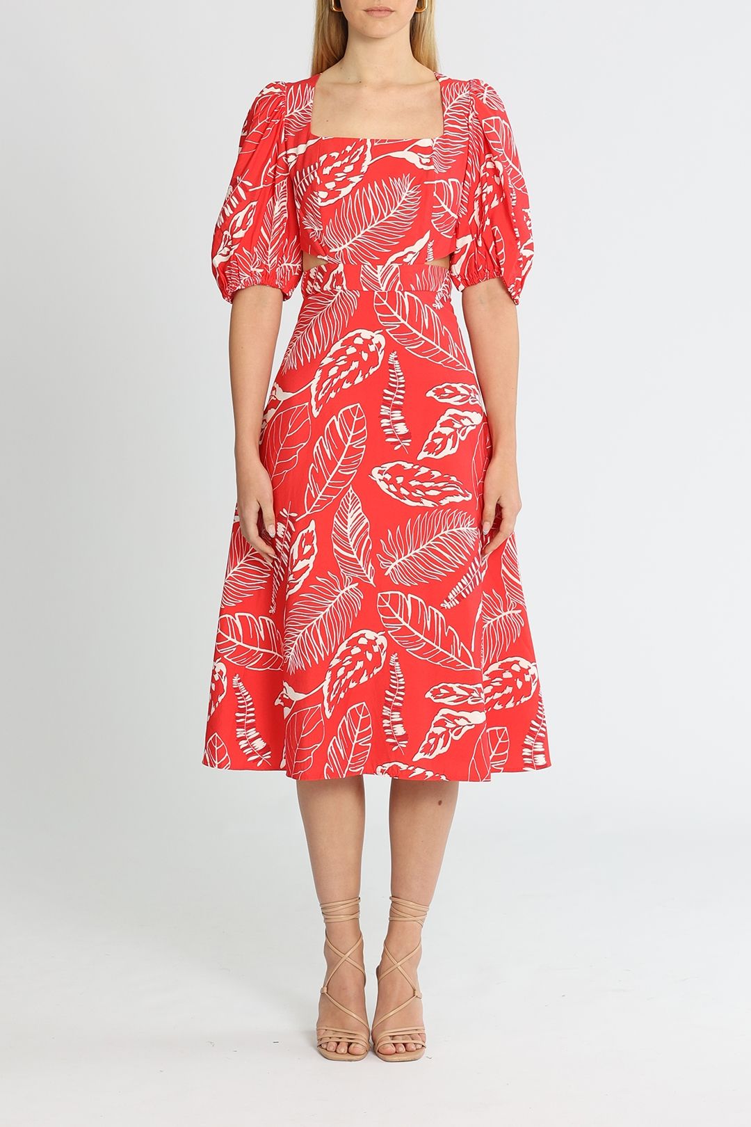 Belle and Bloom Must Be Love Cutout Midi Dress Red