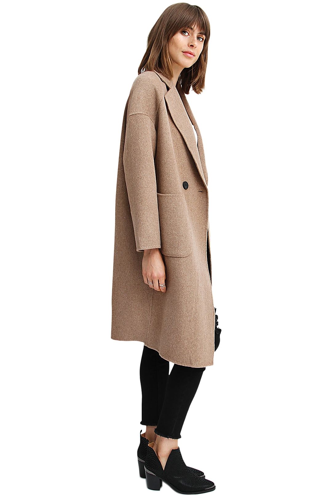 Belle and Bloom Publisher Double-Breasted Wool Blend Coat Oat Midi