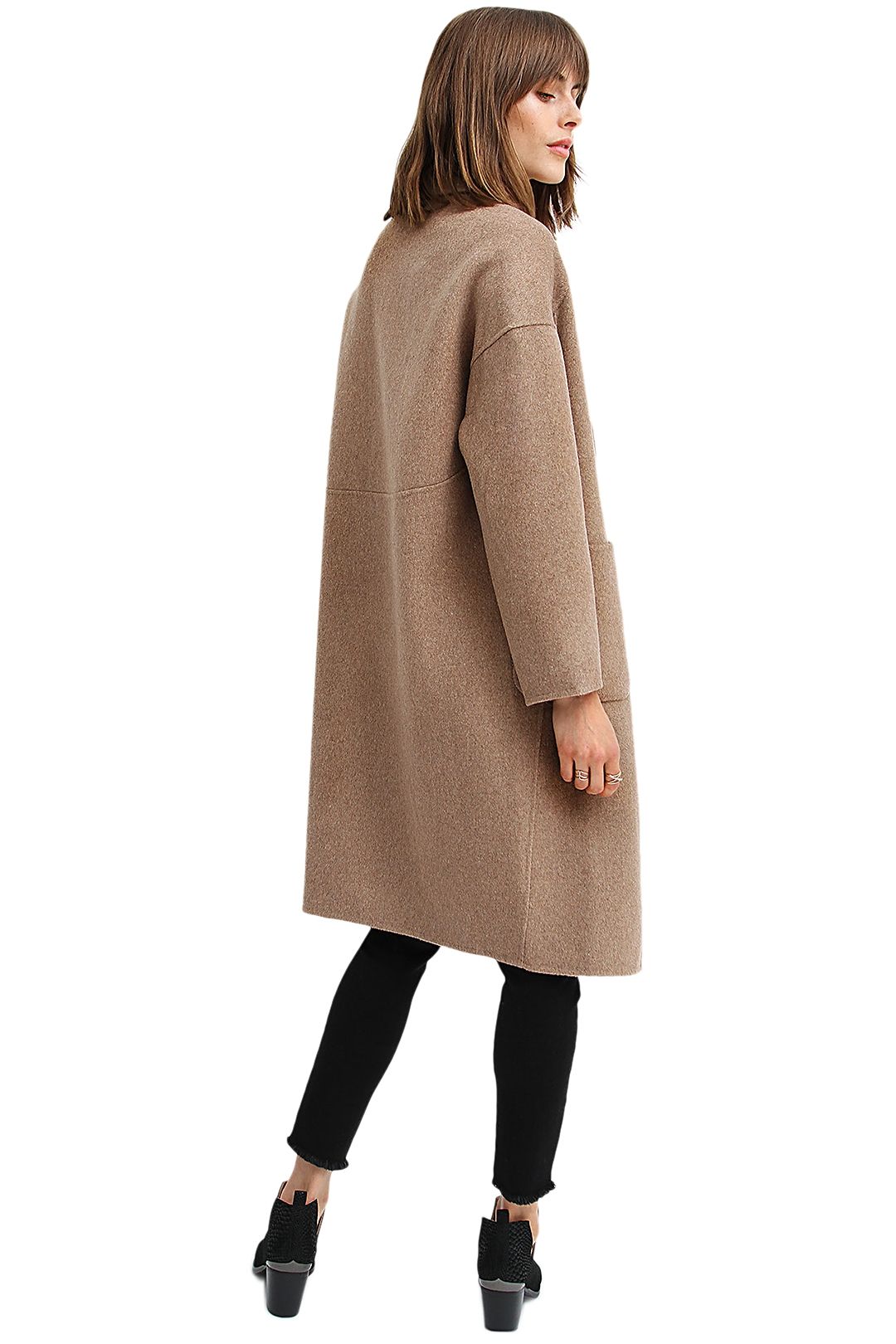 Belle and Bloom Publisher Double-Breasted Wool Blend Coat Oat Relaxed Fit