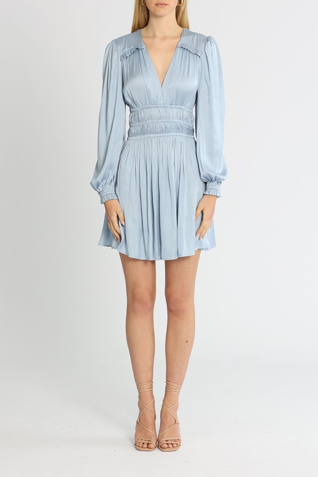 Belle and Bloom Shine Bright Ruched Mini Dress Blue