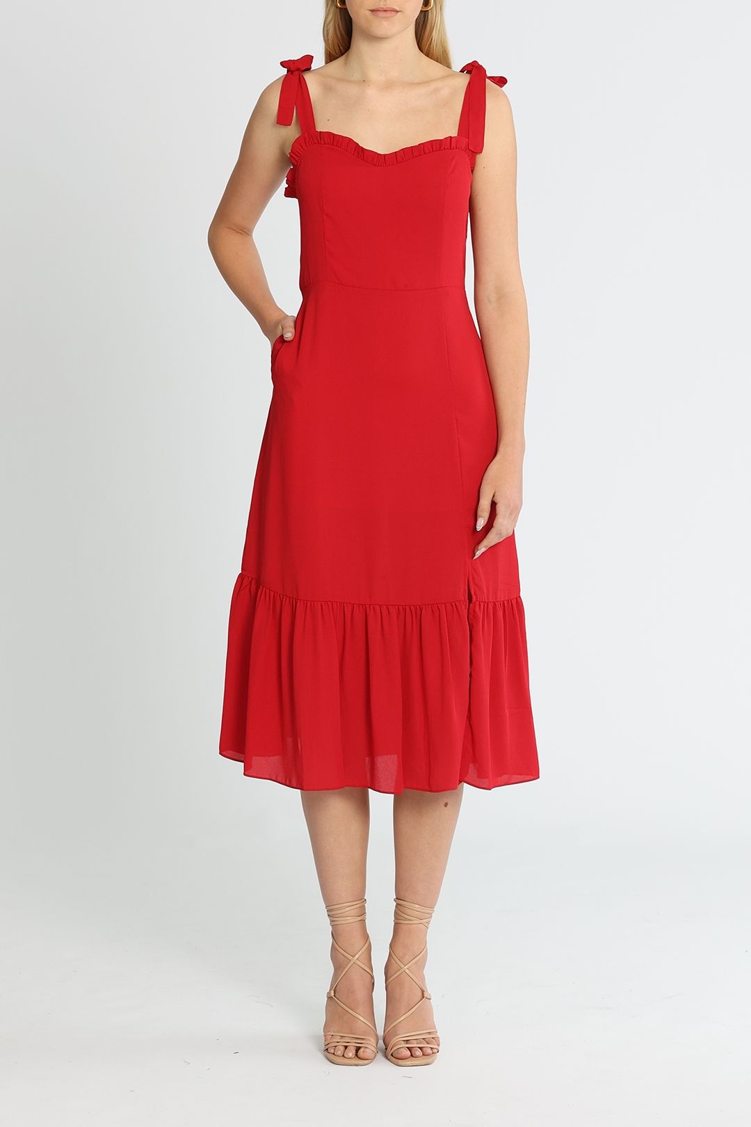 Belle and Bloom Summer Storm Midi Dress Red