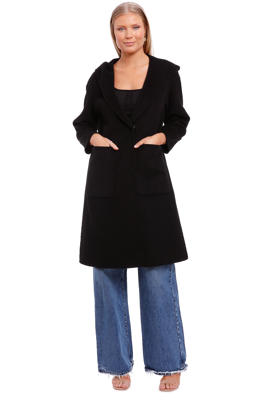 Belle and Bloom Walk This Way Coat Pure Black