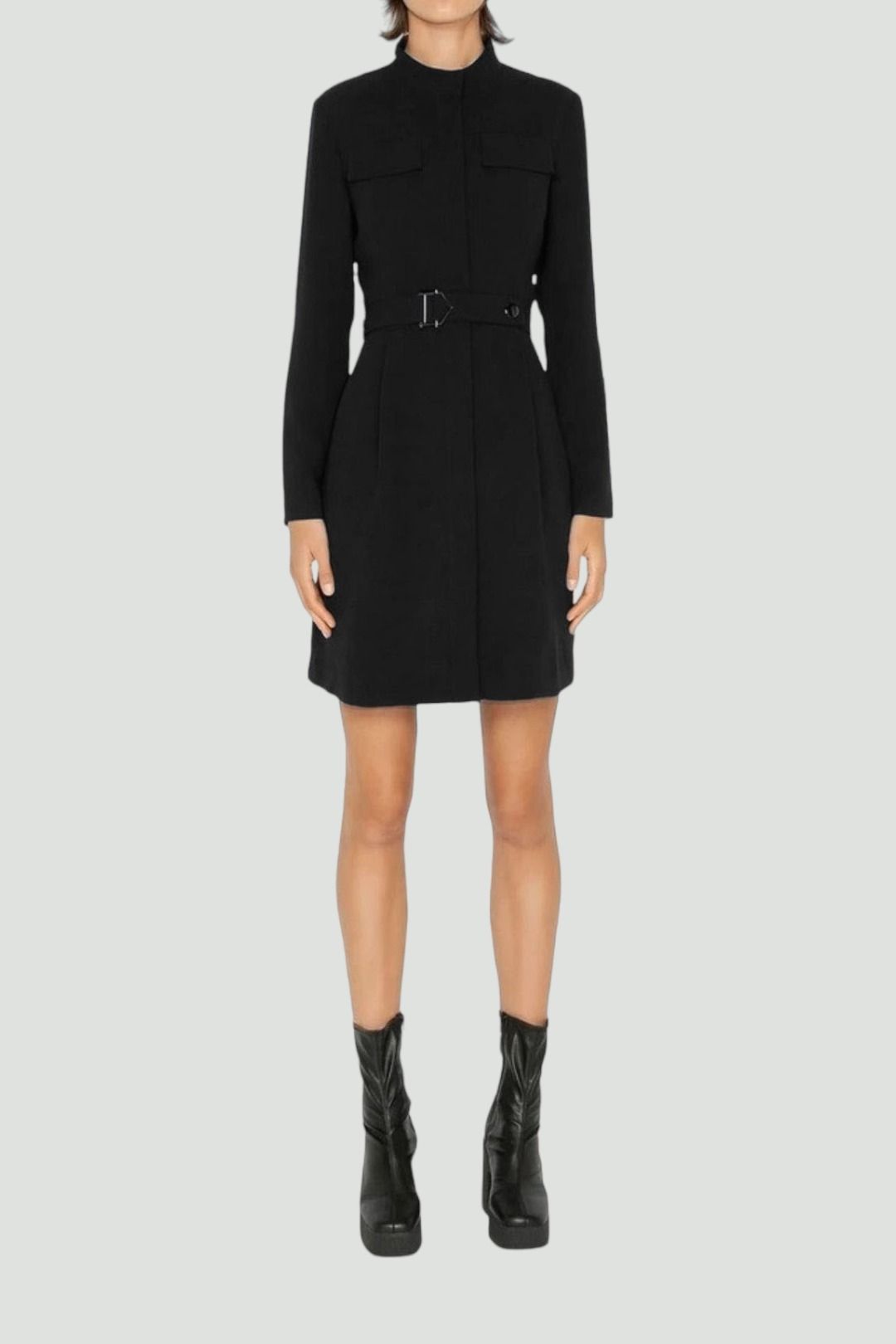 Belted Utility Dress in Black