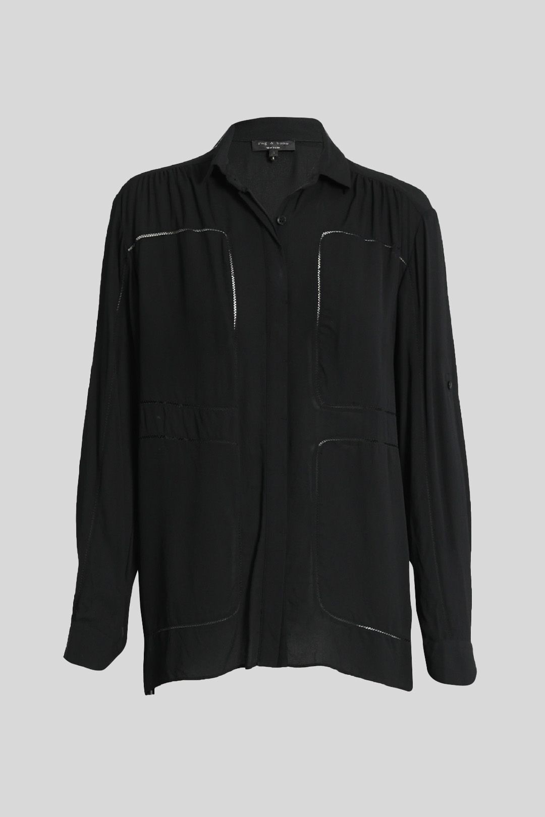 Rag & Bone Black Long Sleeve Silk Shirt
