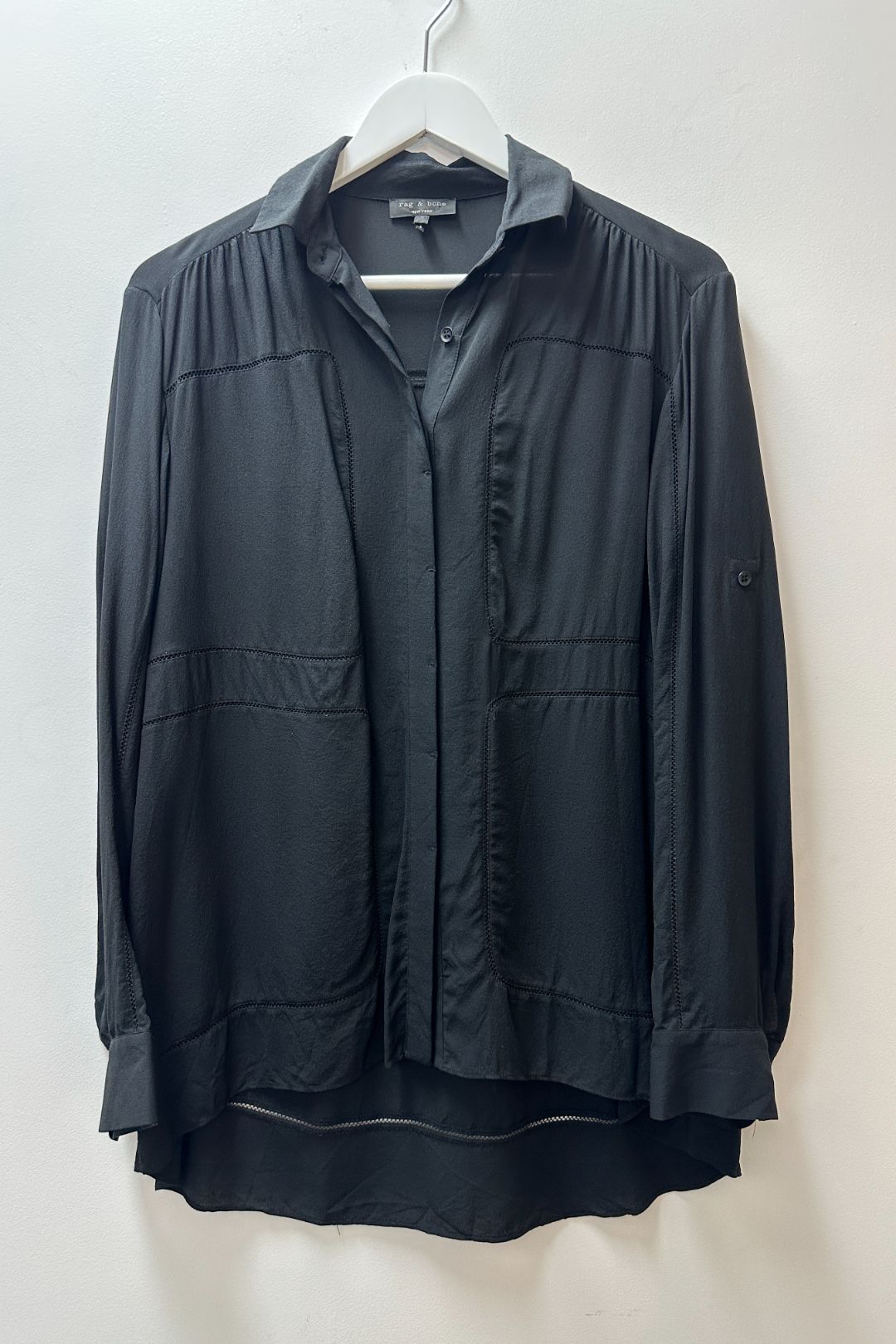 Rag & Bone Black Long Sleeve Silk Shirt