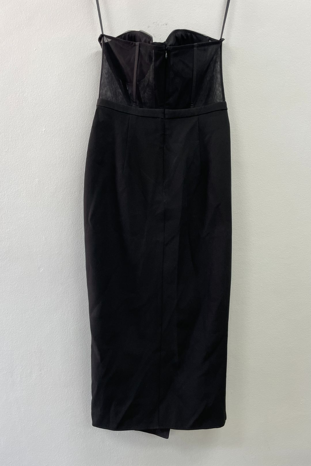 Black Strapless Bustier Midi Dress