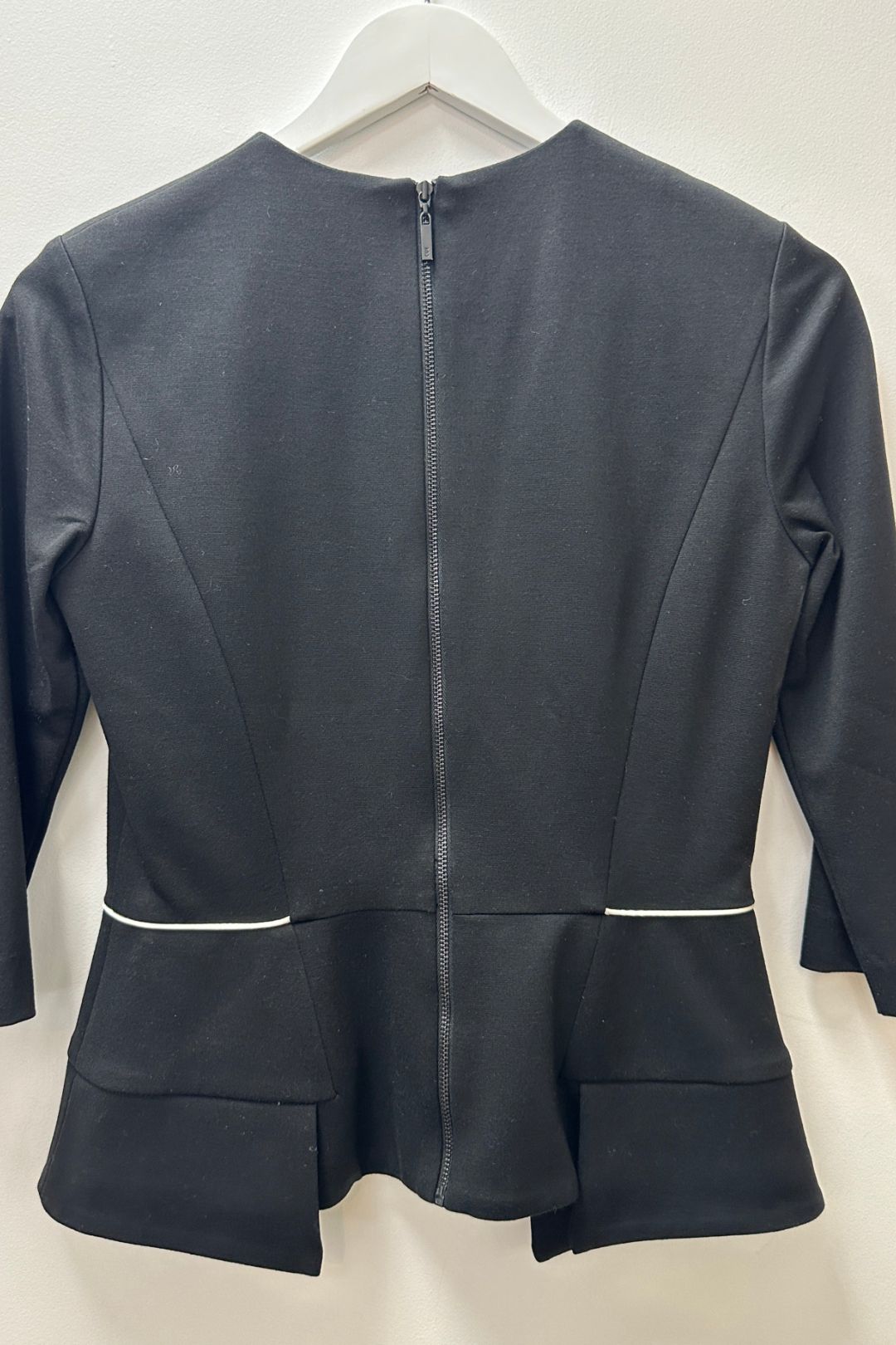 Cue Black Suit Top with White Piping
