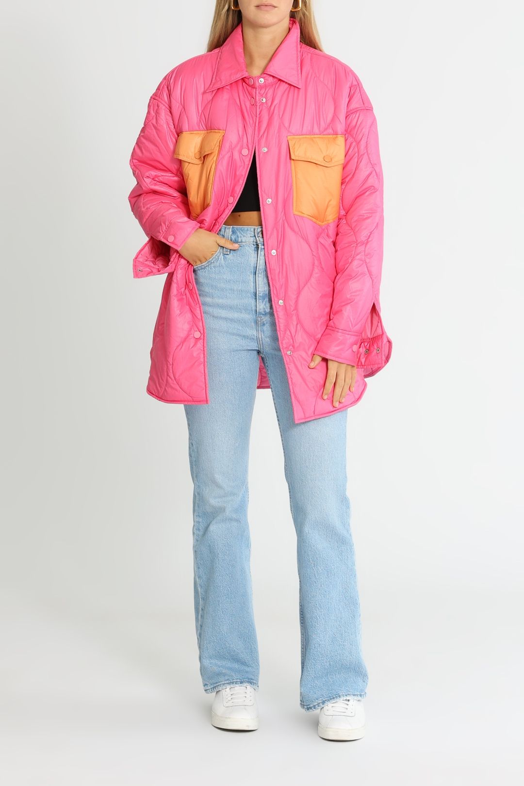 Blanca Buckley Jacket Orange Pink Collared