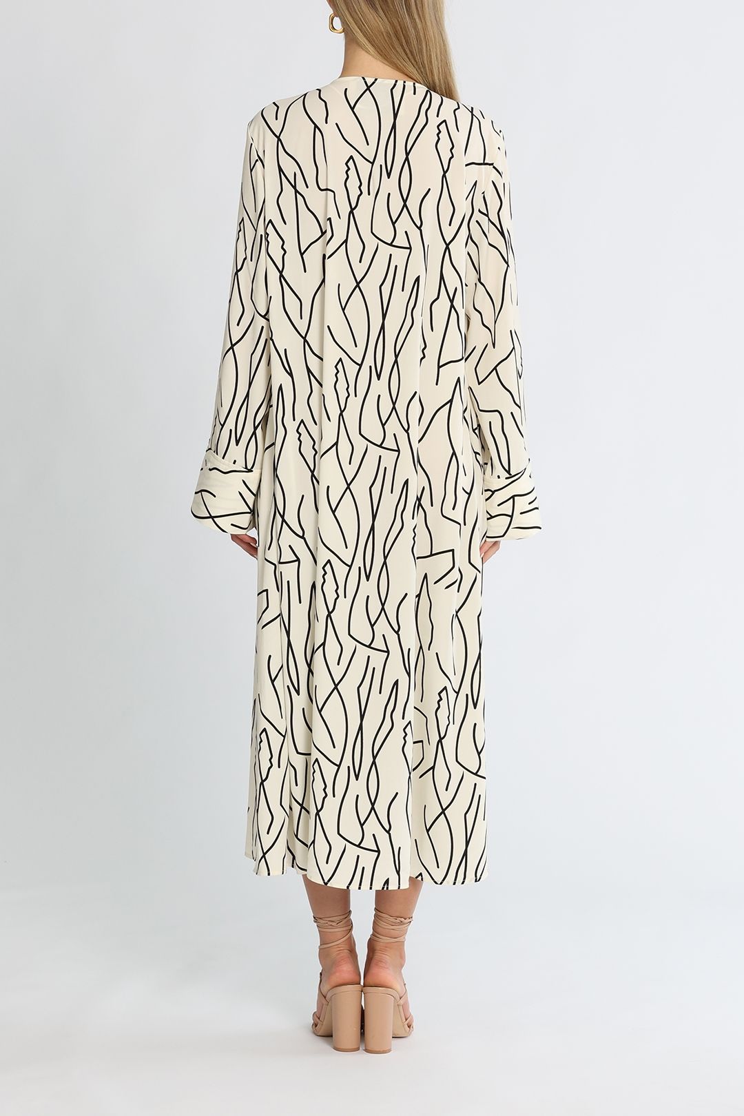 Blanca Chiara Print Dress Black White Midi