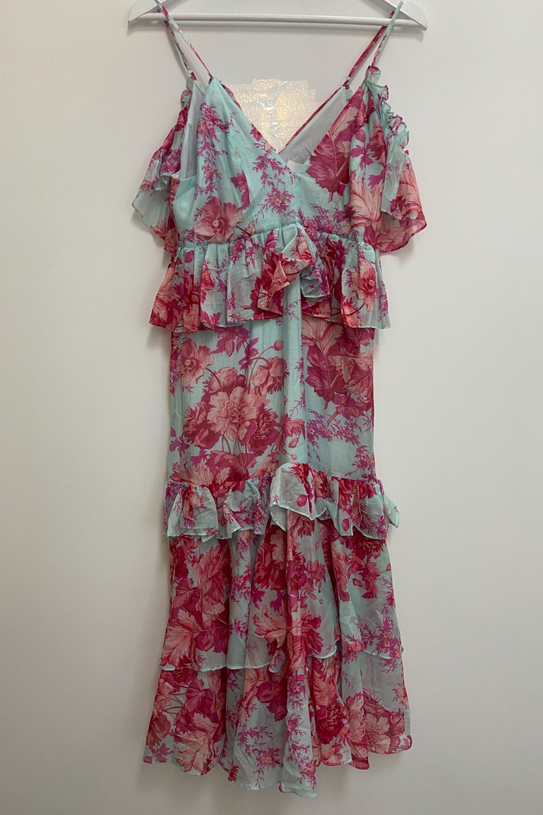 Alice McCall Blue and Pink Flamingo Midi Dress
