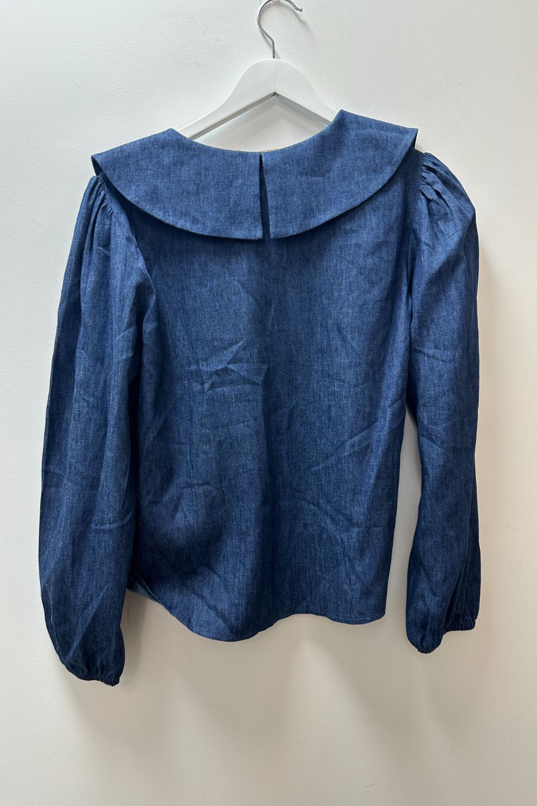 Maggie The Label Blue Collared Long Sleeve Blouse