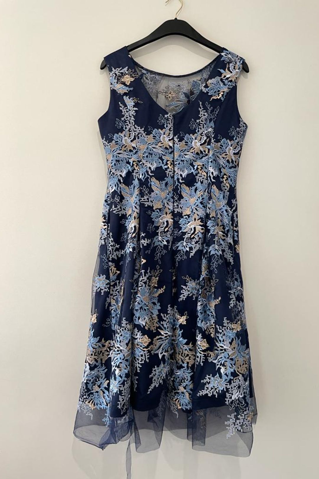 Blue Floral Embroidered Ophelia A-Line Dress