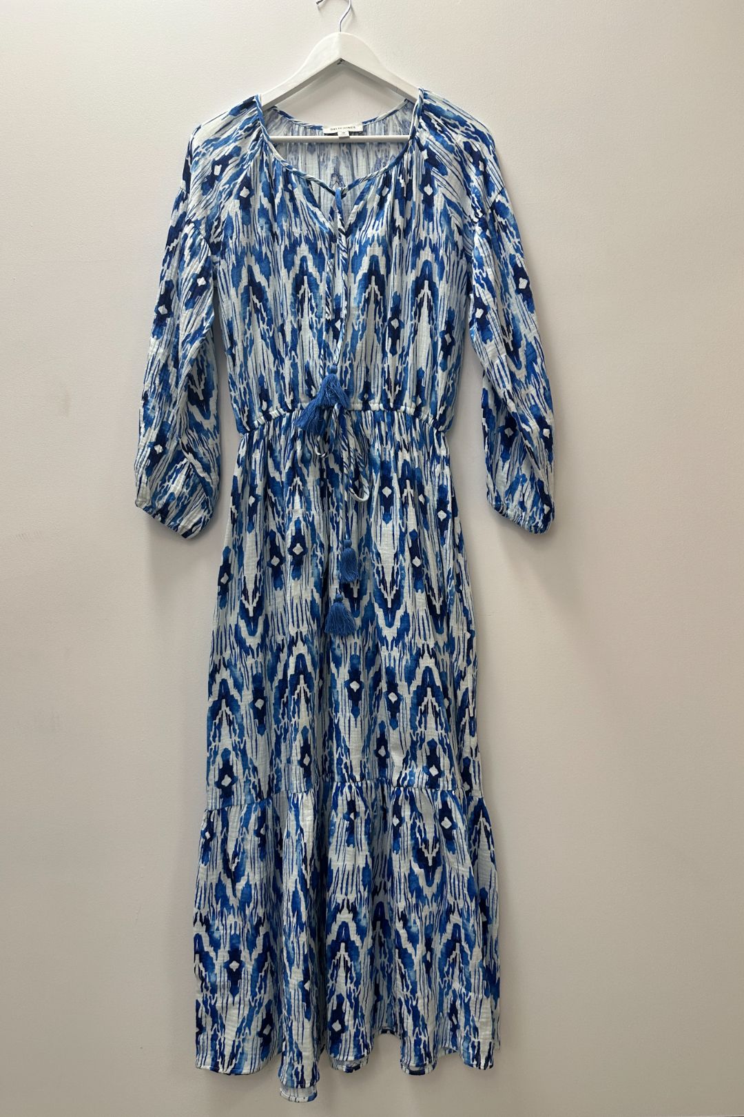 David Jones Blue Long Sleeve Volume Waisted Maxi Dress