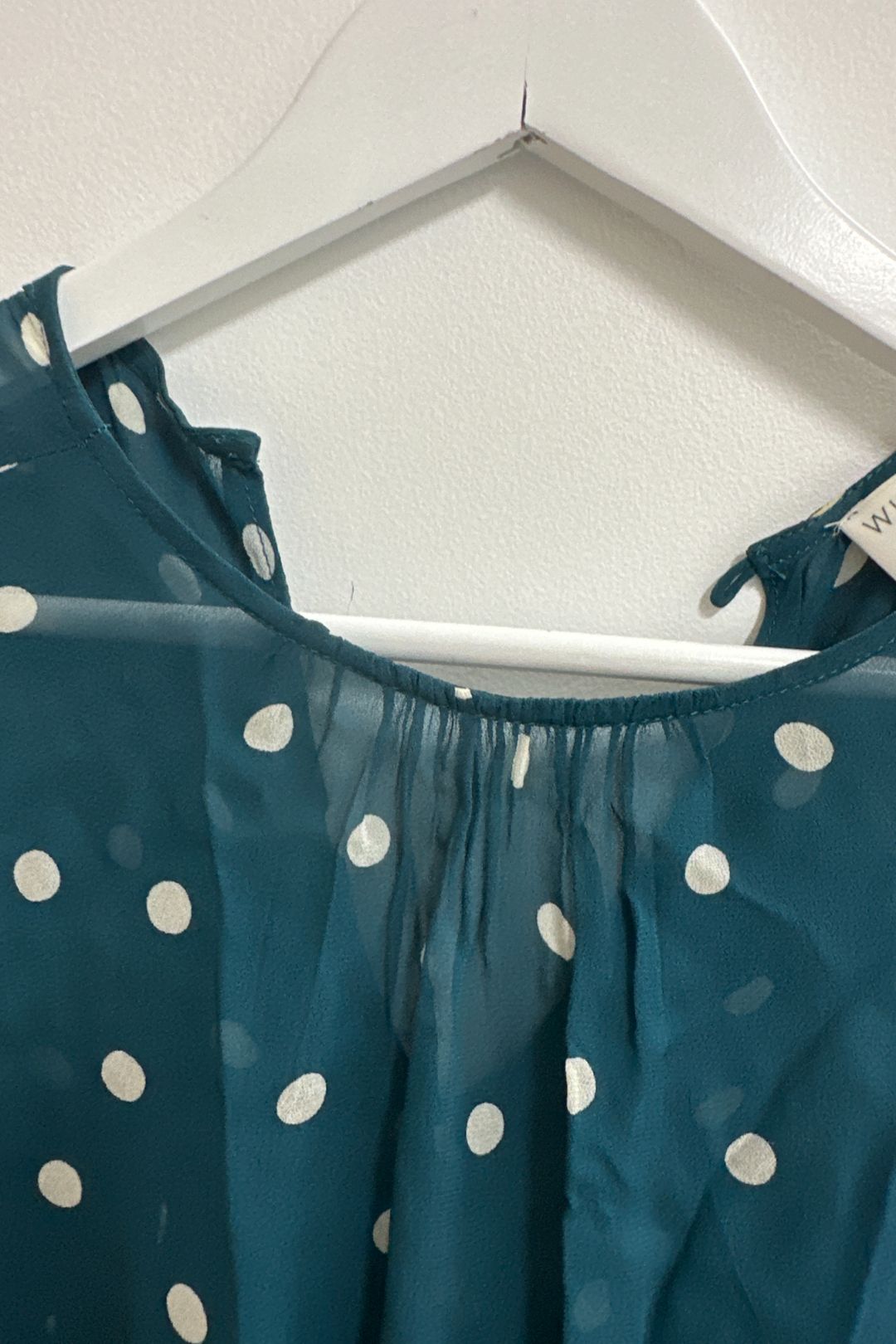 Witchery Blue Spotted Shirred Midi Dress