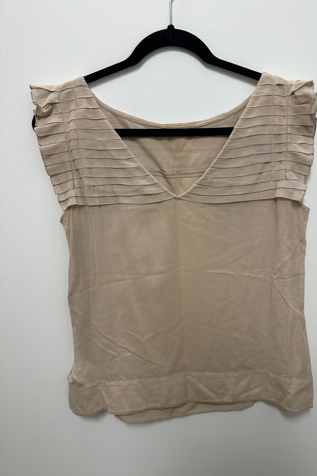 Club Monaco Blush Pink Pleat Crepe Chiffon Top