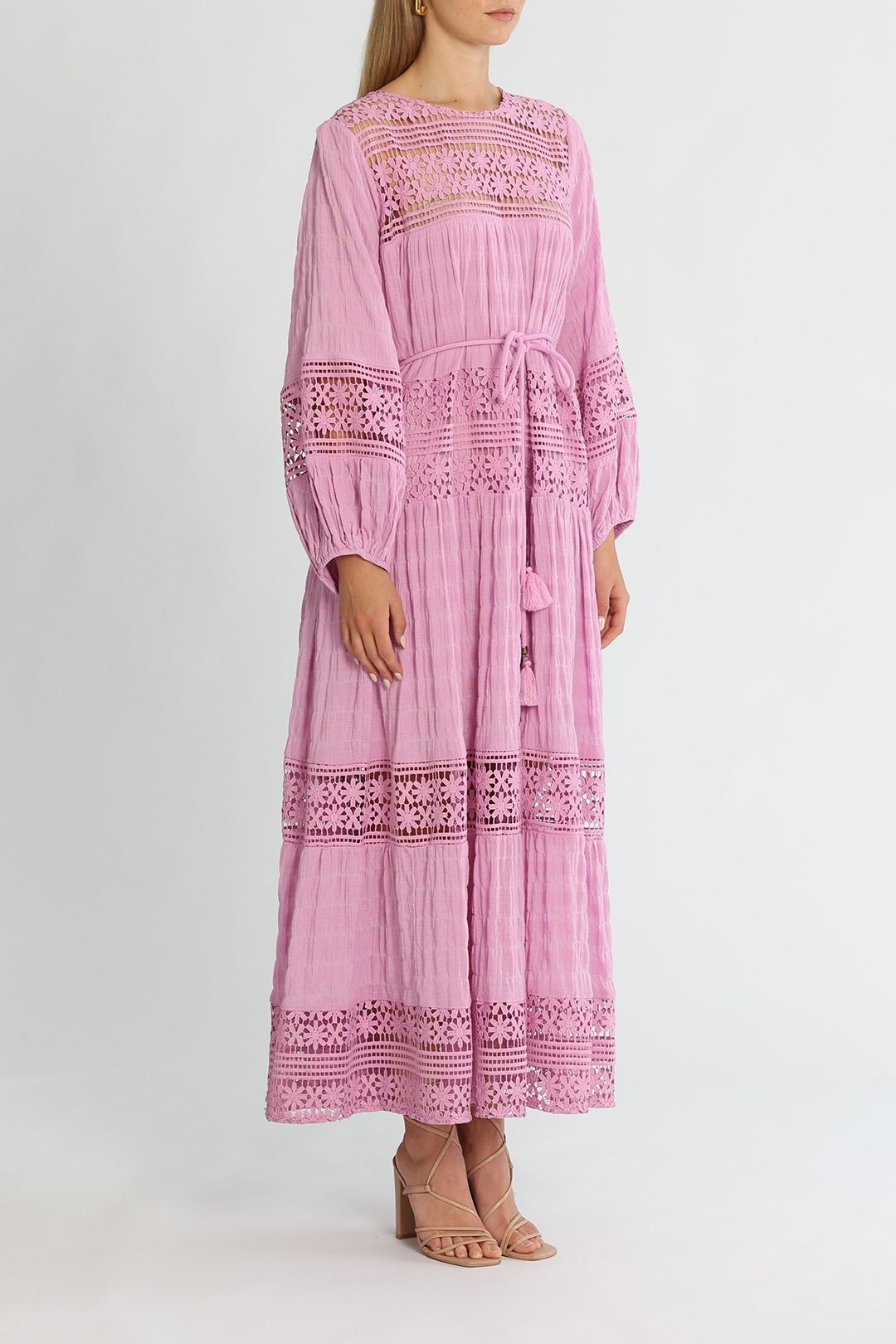 Bohemian Traders Chloe Maxi Dress Lavender Cotton Lace
