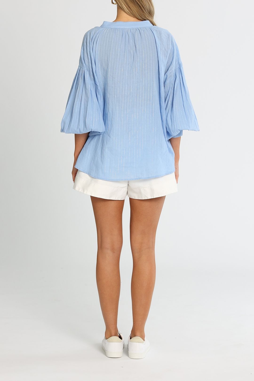 Bohemian Traders Freya Top Periwinkle Lurex Blue