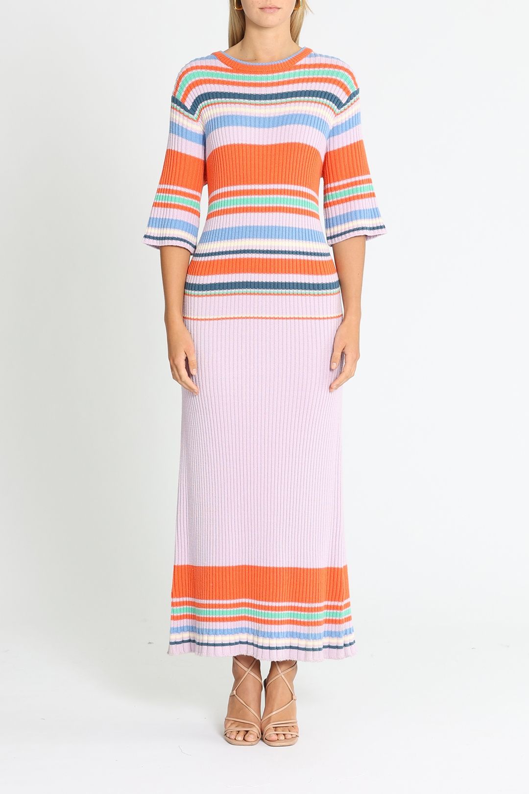 Bohemian Traders Knit Midi Dress Multi Stripe