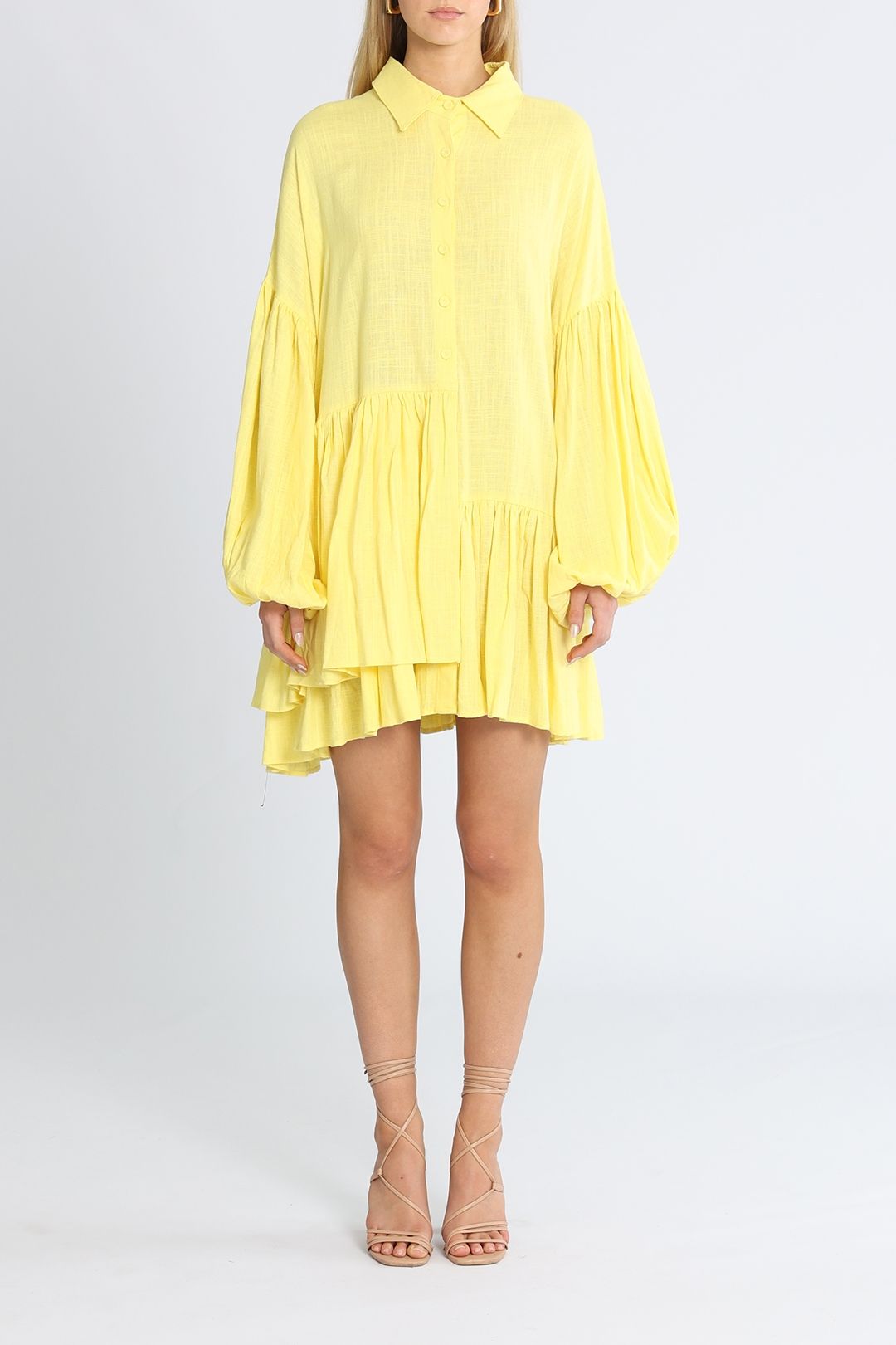 Bohemian Traders Mini Shirt Dress Yellow