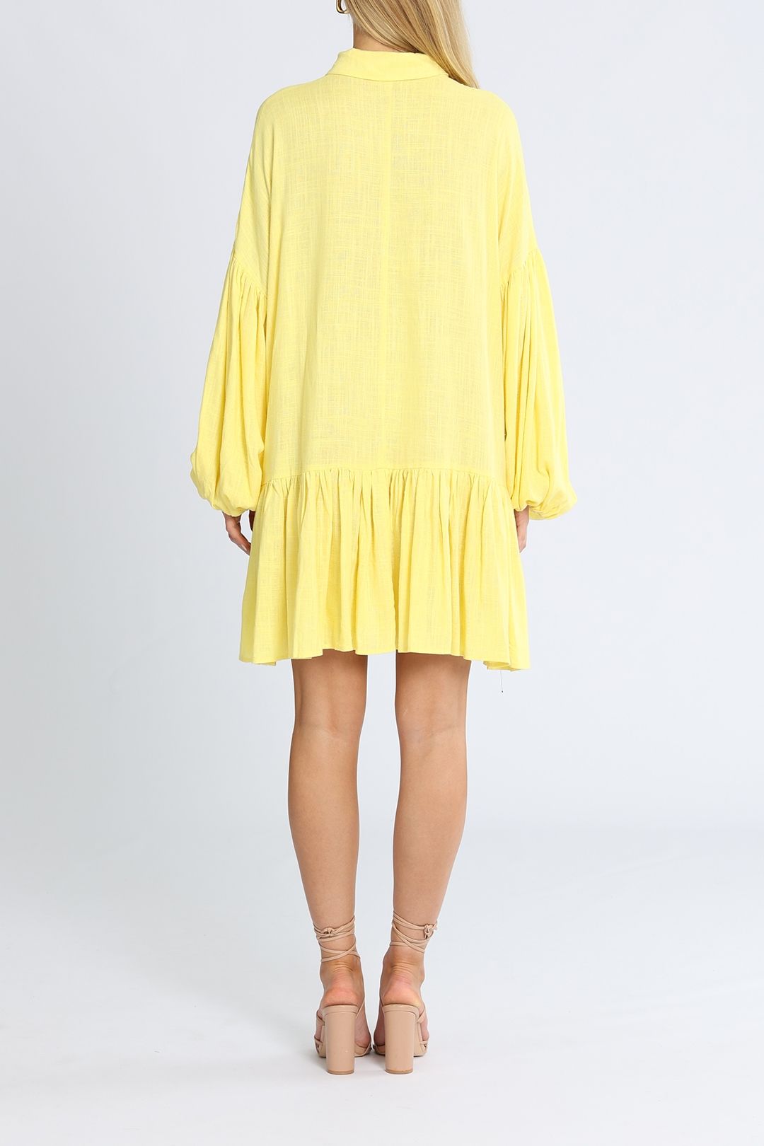 Bohemian Traders Mini Shirt Dress Yellow Long Seeve