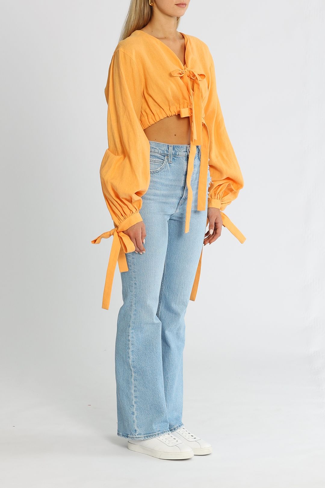 Bondi Born Tobago Organic Linen Top Long Sleeves