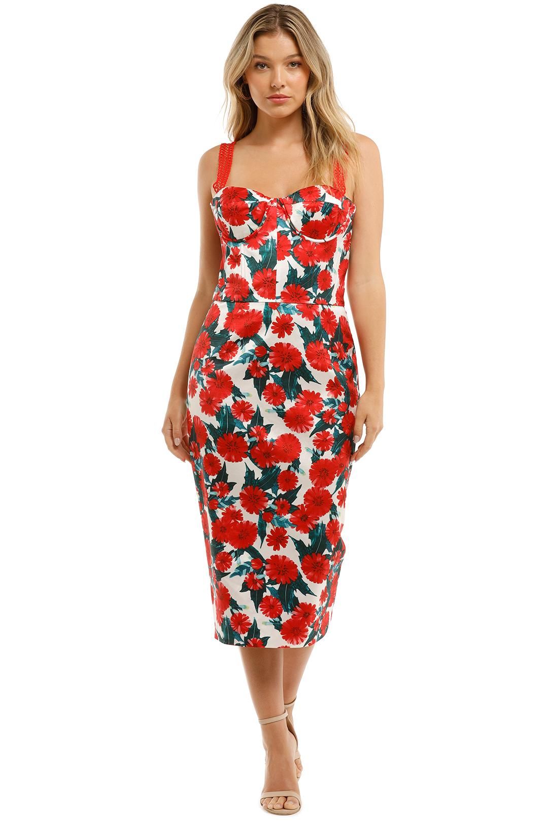 Bronx and Branco Ruby Pencil Dress Red Floral