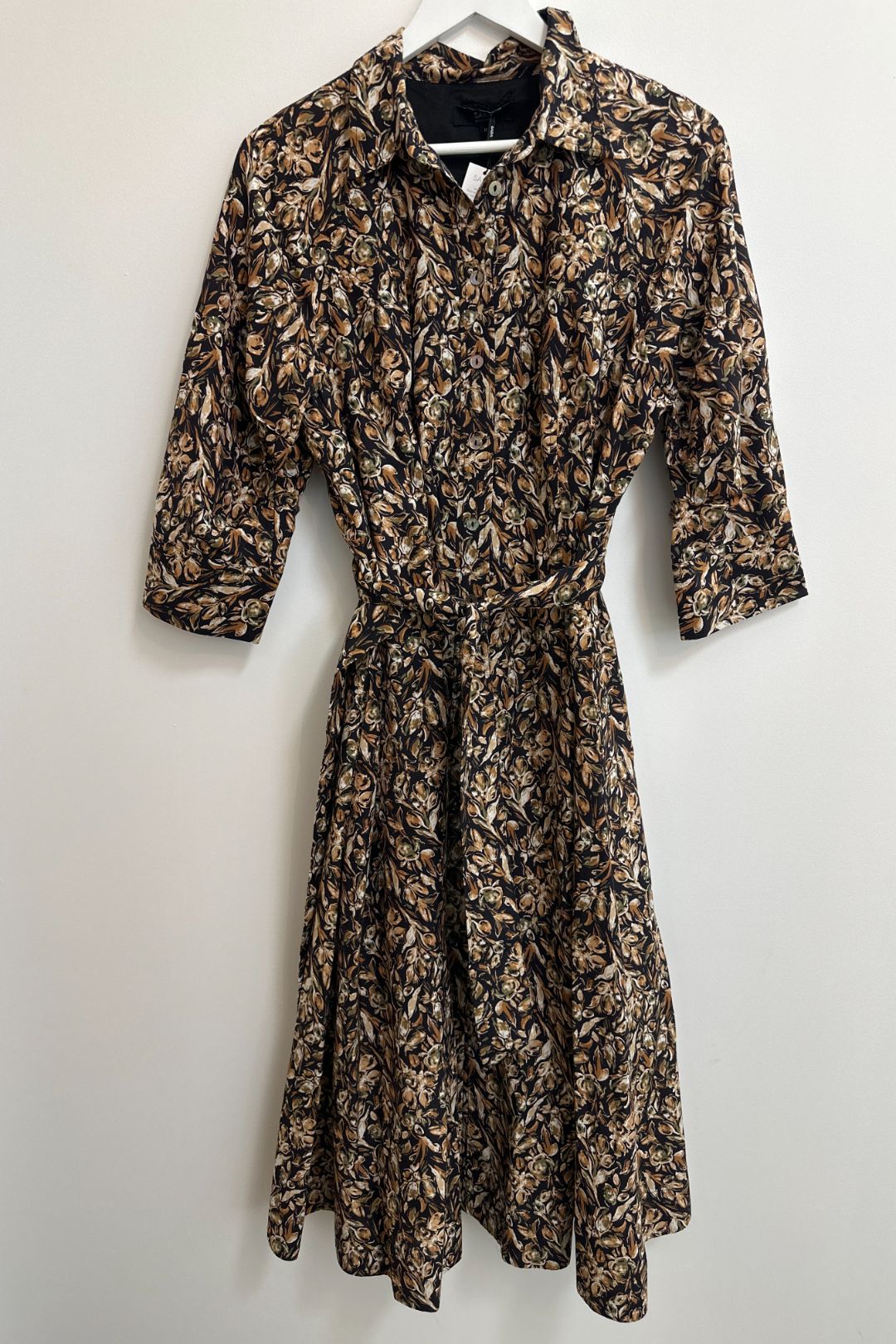 Saba Brown Chiaro Tuck Sleeve Midi Dress