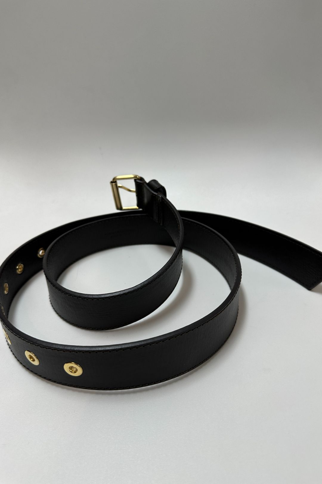 Scanlan Theodore Brown Leather Belt with Gold tone Grommets