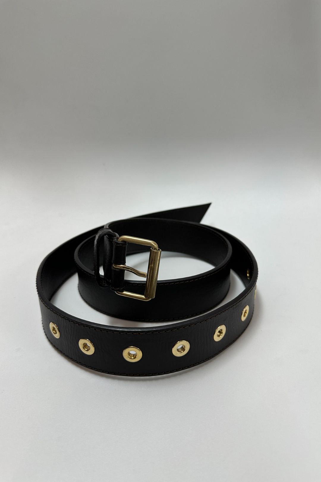 Scanlan Theodore Brown Leather Belt with Gold tone Grommets