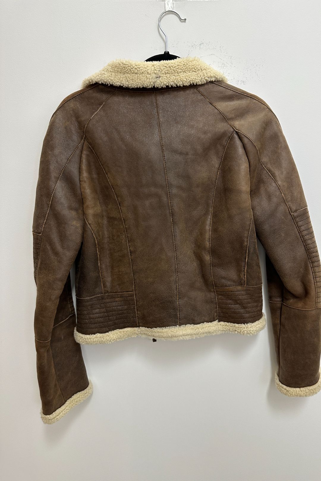 MNG Brown Leather Bomber Jacket