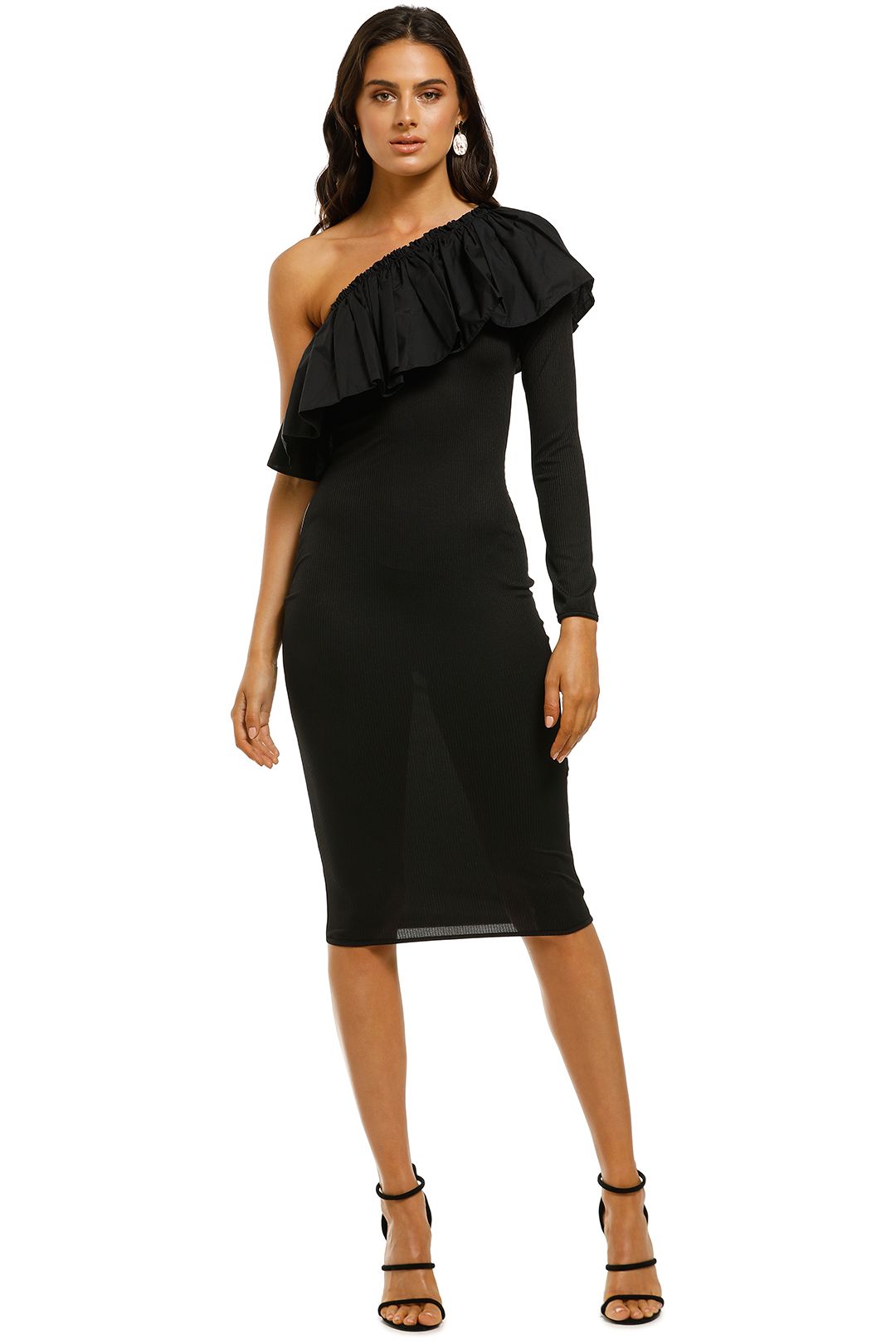 By-Johnny-Cotton-Frill-Shoulder-Dress-Black-Front