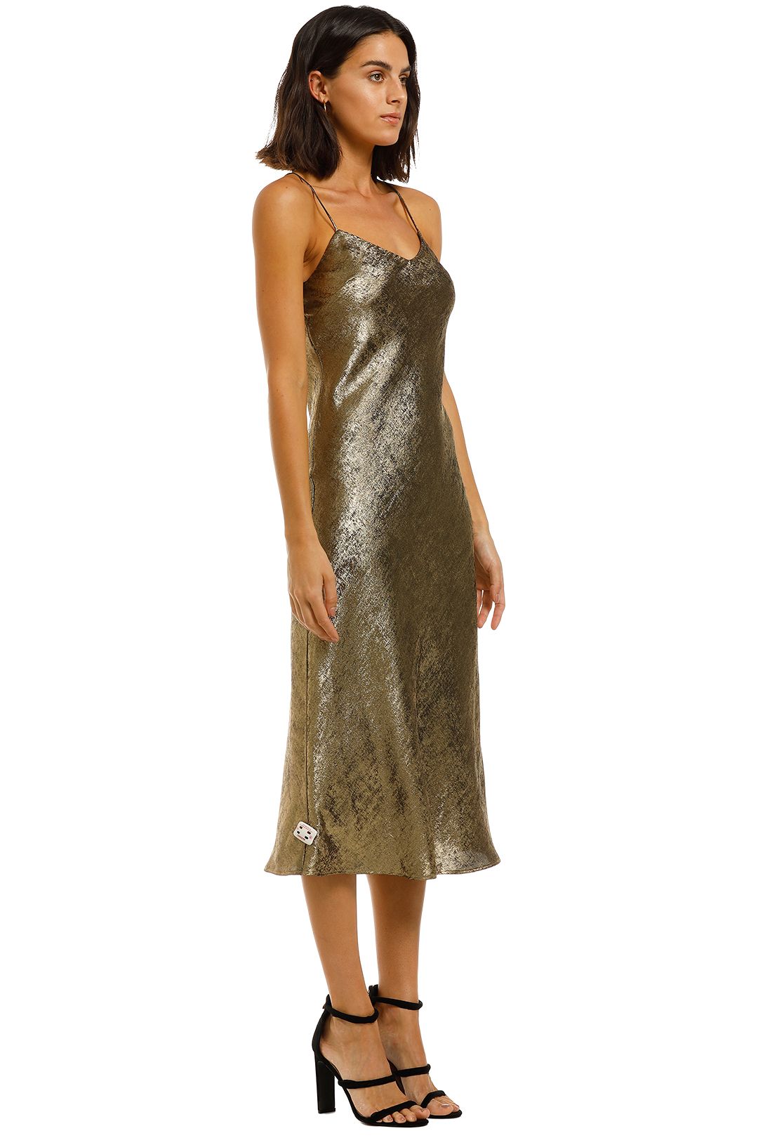 Gold Foil Bias Slip Dress from By Johnny for Rent GlamCorner