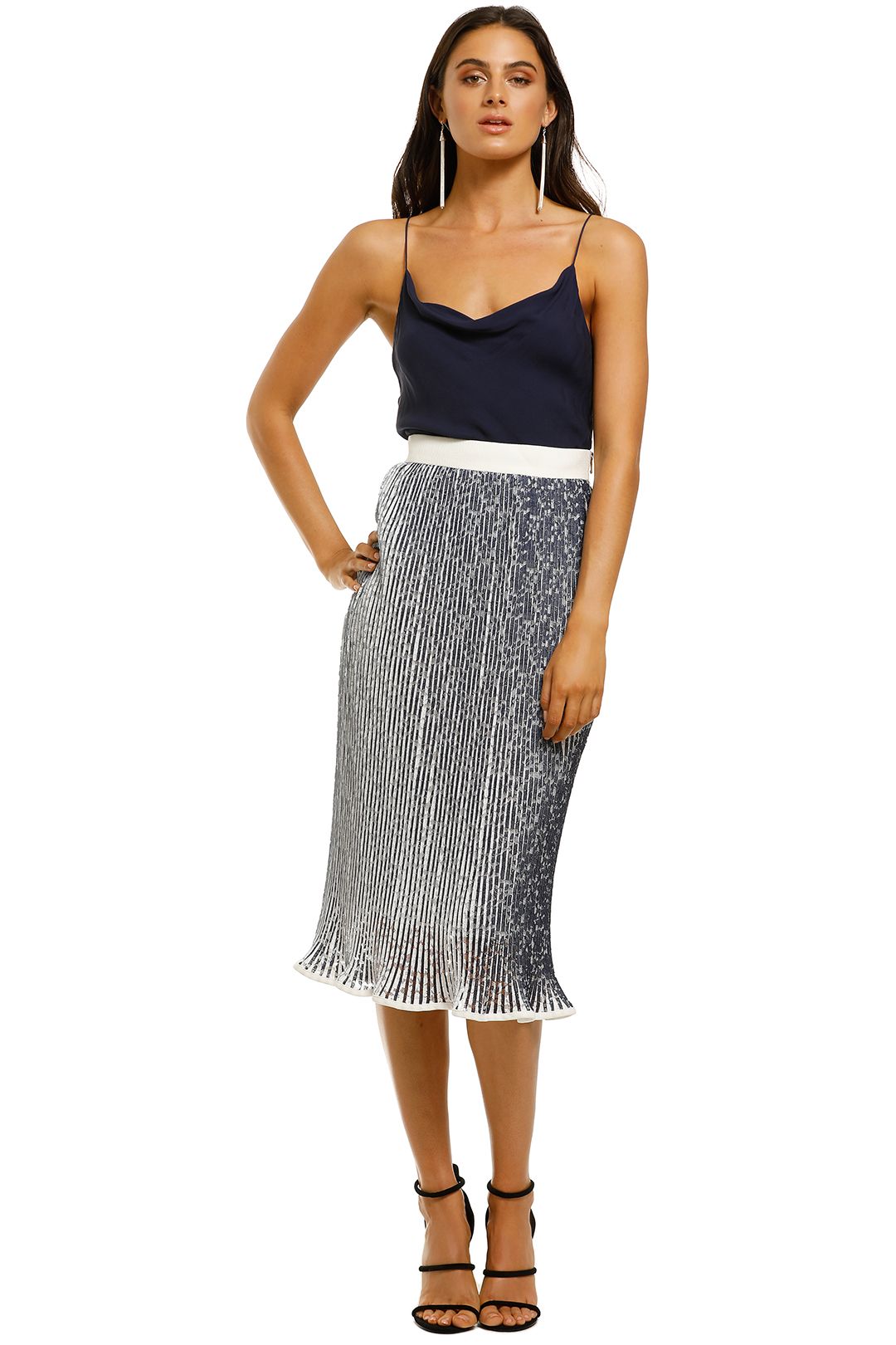 By-Johnny-Lace-Mirage-Pleat-Midi-Skirt-Navy-White-Front