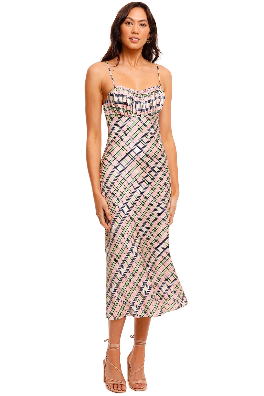 By Johnny Blush Lime Bias Midi Dress