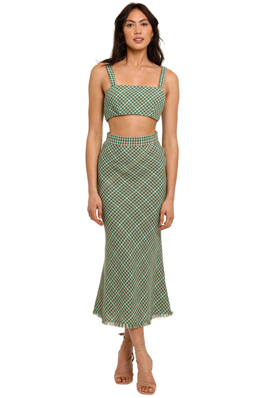 By Johnny Demi Tweed Bra and Skirt Set cropped
