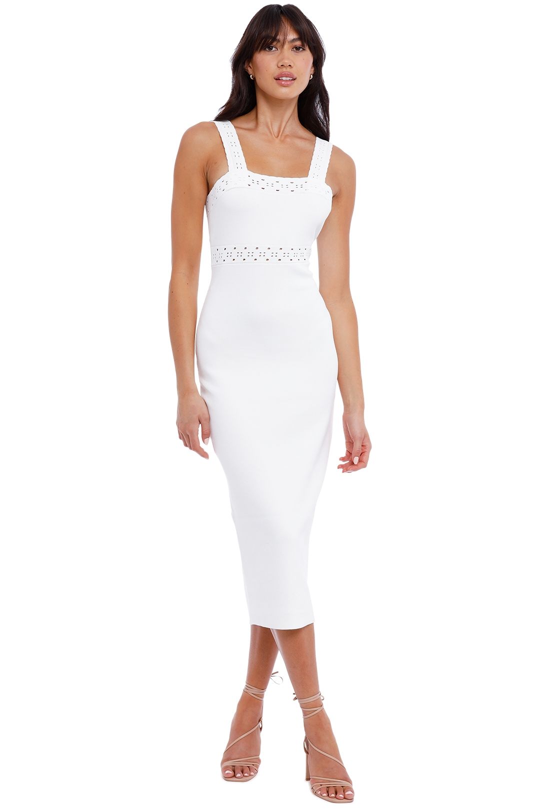 By Johnny Knit Lace Ribbon Midi Ivory