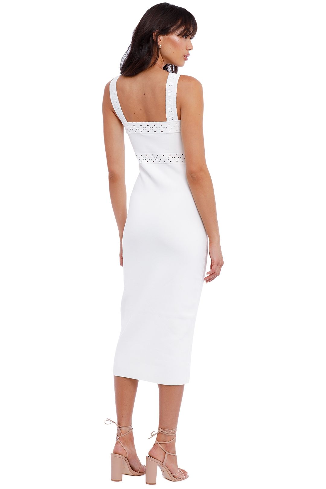 By Johnny Knit Lace Ribbon Midi Ivory White